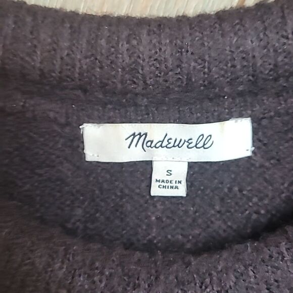 Madewell Fulton Puff Neck Trim Brown Wool Alpaca Sweater Size S (D0038) - Picture 5 of 8